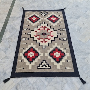 Navajo rug, grey black red rug, custom Navajo rug, Personalized Navajo rug, 8x10 rug, 9x12 rug, 6x10 Navajo rug, living room rug, wool rug