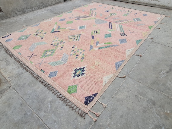 Moroccan rug pink, Large area rug, pink berber rug, living room rug, wool rug, 8x10 pink Moroccan rug, 9x12 pink berber rug, 5x7 rug, custom