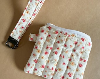 Porte-clés fait main | Porte-clés avec bracelet en tissu | Jolie dragonne | Bracelet fleuri | Porte-clés Coquette | Porte-clés