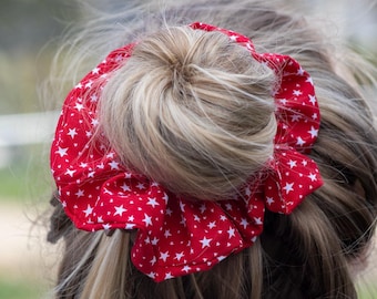 Chouchou patriotique | Chouchou fait main rouge blanc bleu cheveux | Accessoire cheveux du 4 juillet