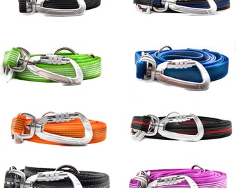 Correa de goma triple ajustable para perros con mosquetones de seguridad, 20 mm de ancho, 3 metros de largo, correa doble.