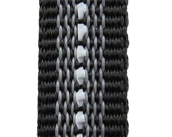 Gurtband gummiert schwarz reflektierend 20mm breit mit Gummifäden