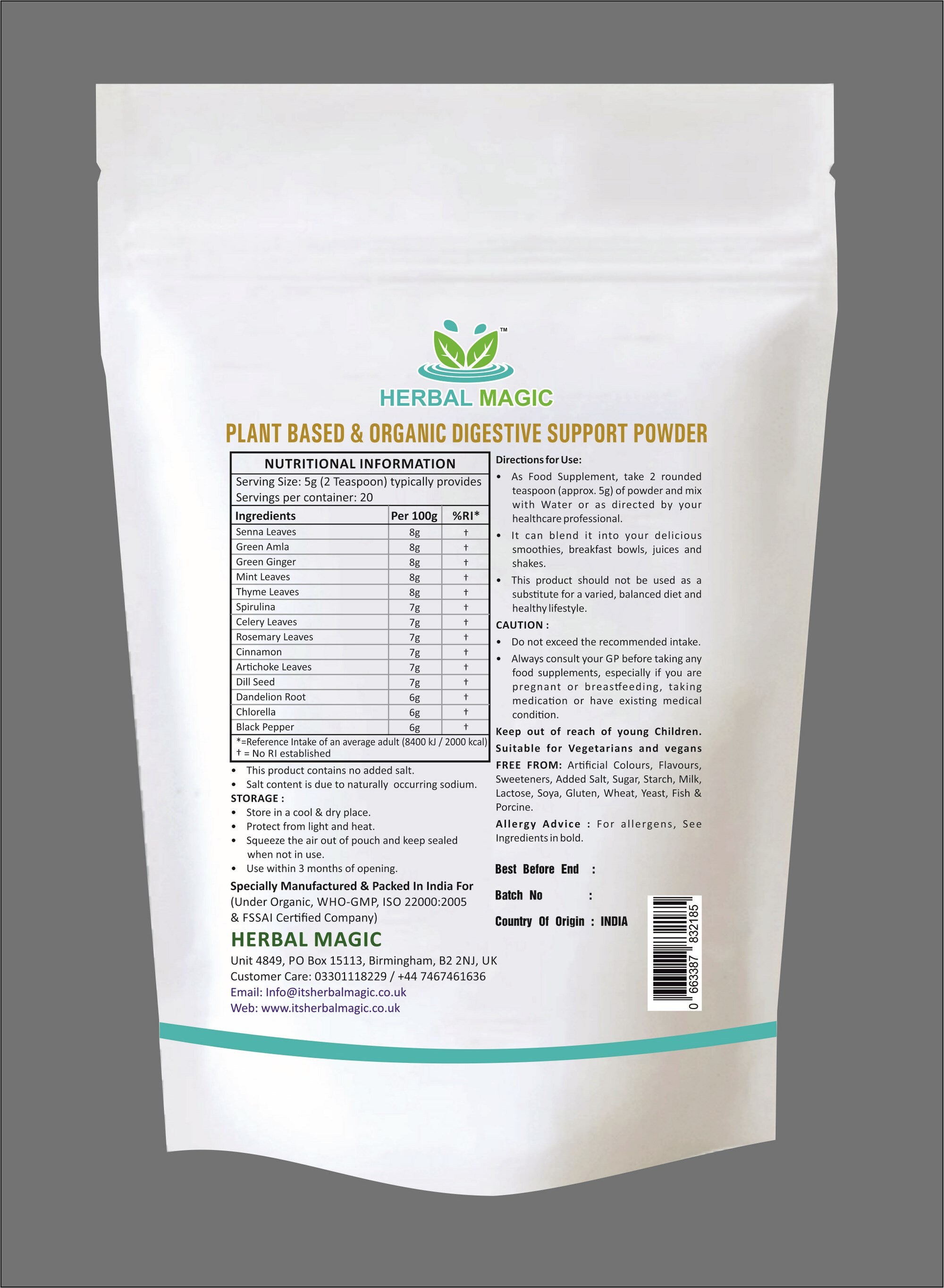 100 Pure & Natural 100g Digestive Support Powder ISO GMP Etsy