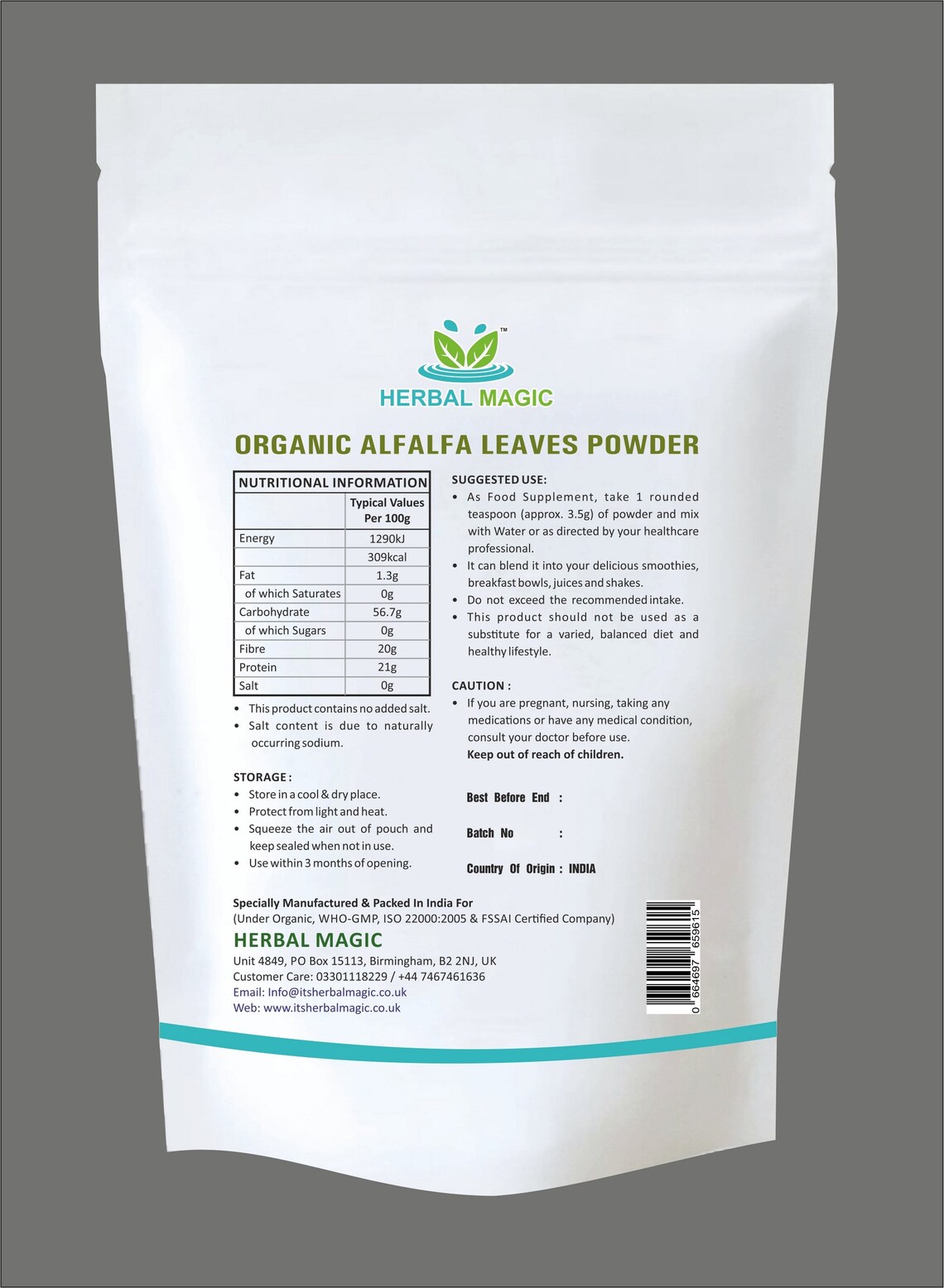 100g Certified Organic Alfalfa Leaf Powder Non Gmo Vegan not Etsy