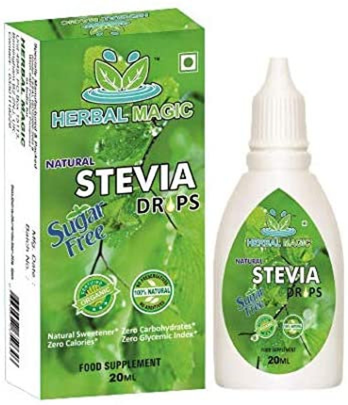 Organic Pure Stevia Liquid Drops Sweetener No Added Etsy