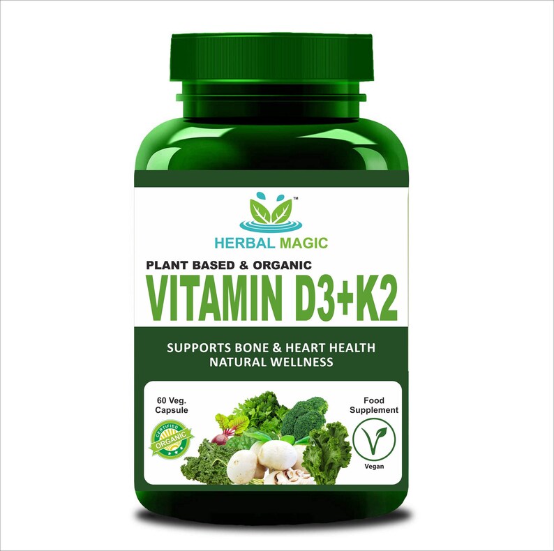 Organic Plant Based Vitamin D3 4000 IU K2 200 mcg 60 Vitamin Etsy