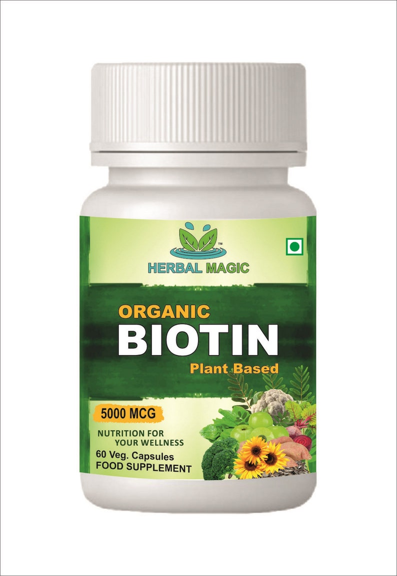 Certified Organic Plant Based Biotin 5000 mcg Veg Capsules Etsy