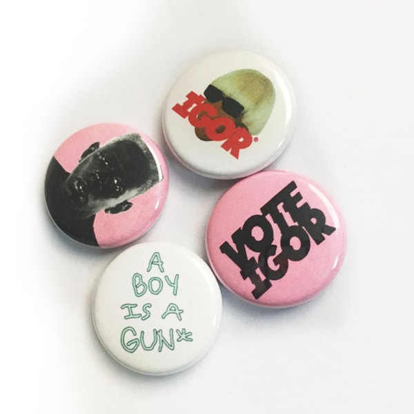 TYLER, The CREATOR IGOR Set of 4 1” Metal Pinback Buttons