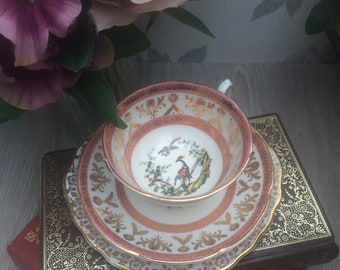 Vintage Colclough Bone China placa lateral Platillo De Taza De Té Rosa Rosa Oro Raro