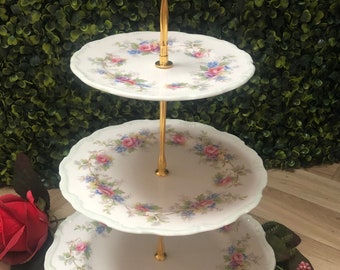 Royal Albert Cake Stand ‘Colleen’ RARE 3 Tier Cake Stand Perfect for party, afternoon tea, birthday, anniversary, vintage wedding