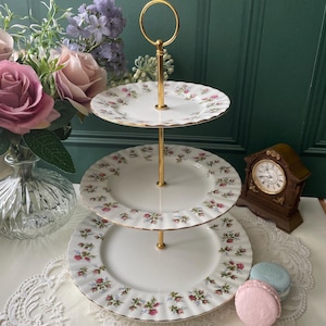Royal Albert Cake Stand ‘Winsome’ Vintage Cake Stand | High tea 3 tier cake stand | Vintage China Stand | Afternoon Tea China