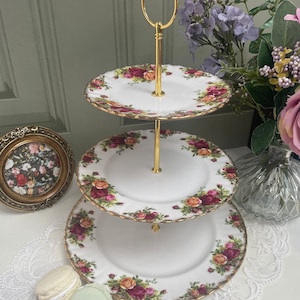 Royal Albert Cake Stand ‘Old Country Roses’ 3 Tier Cake Stand Perfect for party, afternoon tea, birthday, anniversary, vintage wedding