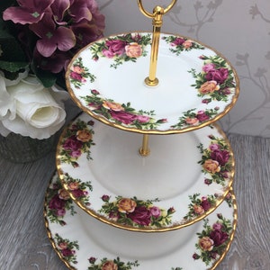 Royal Albert Cake Stand Old Country Roses 3 Tier Cake Stand Perfect for party, afternoon tea, birthday, anniversary, vintage wedding image 3