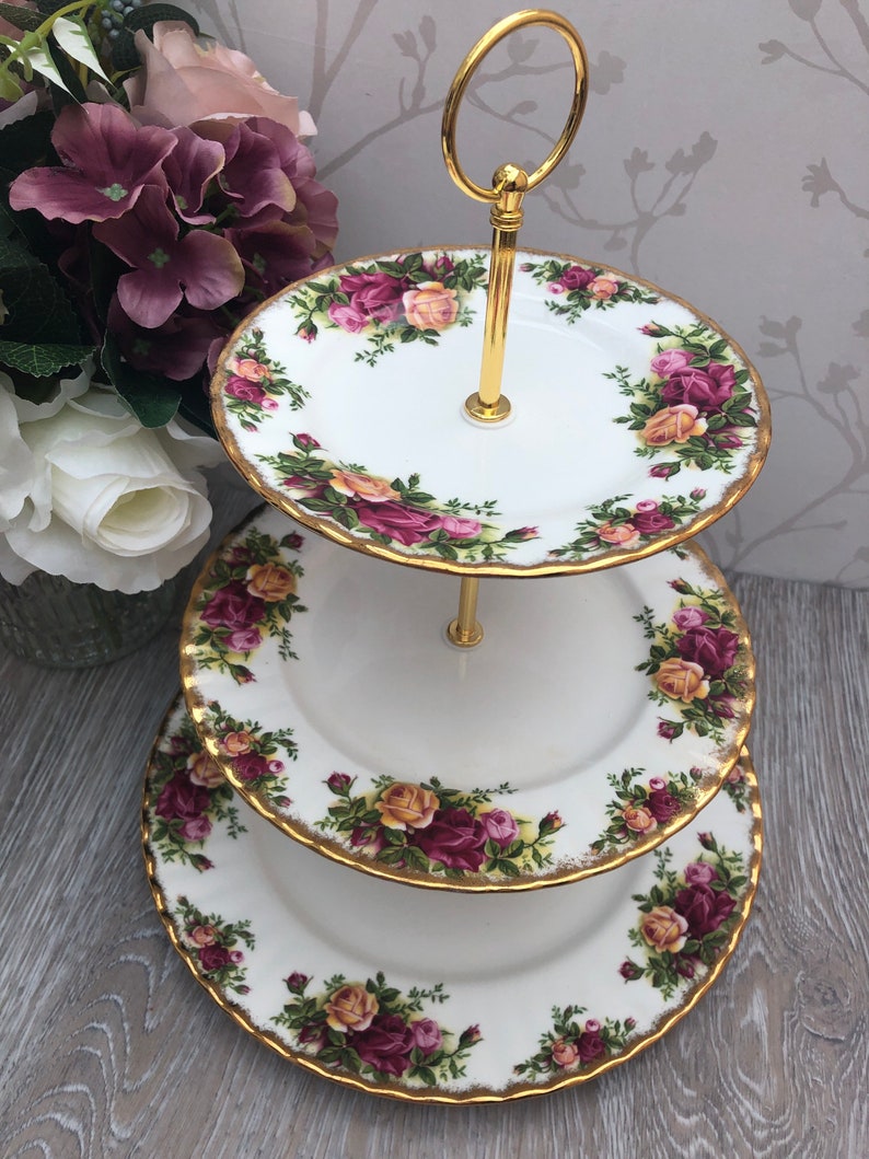 Royal Albert Cake Stand Old Country Roses 3 Tier Cake Stand Perfect for party, afternoon tea, birthday, anniversary, vintage wedding image 3