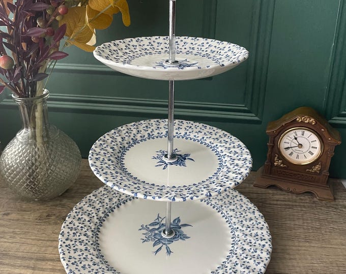 Royal Victoria Rose Bouquet Vintage Cake Stand | 3 Tier Stand | Cake Tower Stand | High Tea Stand | Tea Party China | English Bone China