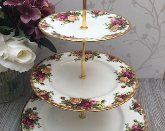 Royal Albert Cake Stand ‘Old Country Roses’ 3 Tier Cake Stand Perfect for party, afternoon tea, birthday, anniversary, vintage wedding