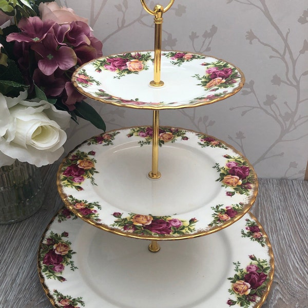 Royal Albert Cake Stand ‘Old Country Roses’ 3 Tier Cake Stand Perfect for party, afternoon tea, birthday, anniversary, vintage wedding