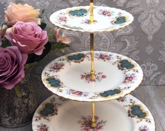 Royal Albert Brigadoon china Afternoon Tea/cupcake Stand wedding christmas 