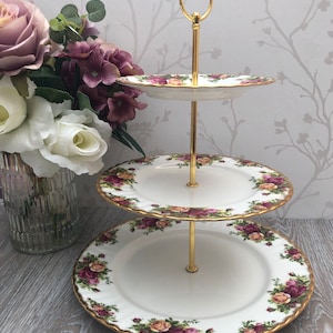 Royal Albert Cake Stand Old Country Roses 3 Tier Cake Stand Perfect for party, afternoon tea, birthday, anniversary, vintage wedding image 6