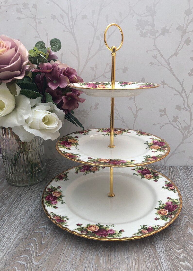 Royal Albert Cake Stand Old Country Roses 3 Tier Cake Stand Perfect for party, afternoon tea, birthday, anniversary, vintage wedding image 6