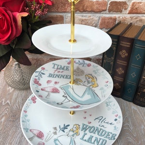 Alice in Wonderland Cake Stand (Lovely 3 Tier Stand Perfect for children’s parties, tea parties, baby shower, new baby)