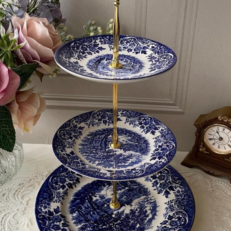 Blue and White Cake Stand - Etsy