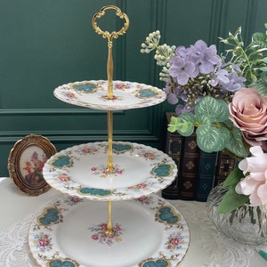 Royal Albert Cake Stand ‘Berkeley’ 3 Tier Cake Stand-Perfect for vintage party, afternoon tea, birthday, anniversary, wedding, garden party