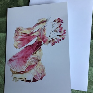 Féeries from Flowers, Art by Zella, 5X7 Fairy Note Cards with Envelopes, « Avria » Tulips, Garden and Forest Fairies