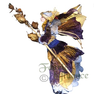 Féeries from Flowers, Art by Zella, 5X7 Fairy Note Cards with Envelopes, « Ceiwen » Salpiglossis, Garden and Forest Fairies