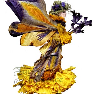 Féeries from Flowers, Art by Zella, 5X7 Fairy Note Cards with Envelopes, « Heralice » Irises, Garden and Forest Fairies