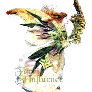 Féeries from Flowers, Art by Zella, 5X7 Fairy Note Cards with Envelopes, « Nennia » Hollyhock, Garden and Forest Fairies