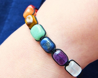 7 Chakra Healing Bracelet: Natural Crystal Gemstone Beads