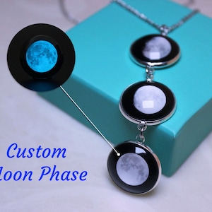Custom Moon Phase Necklace: Personalized Birthday Gift