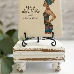 Ceramic art tile, african artwork, african art painting, african woman art, shelf sitter, faith quotes, bible sayings, bible scripture art image 2