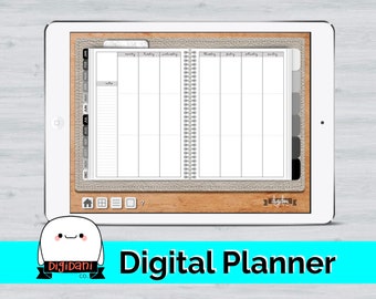 Undated Digital Planner with functioning tabs (vertical weekly spread) - NEUTRAL