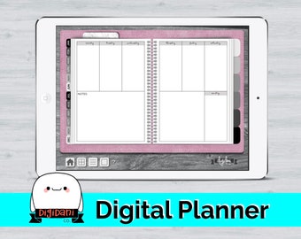 Undated Digital Planner with functioning tabs (vertical w. notes weekly spread) - MODERN PINK
