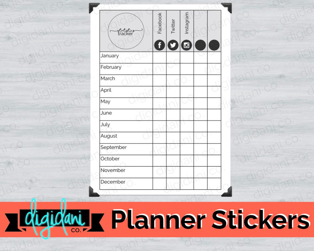 Digital Planner Sticker - STATISTICS TRACKER (social Media) - Etsy