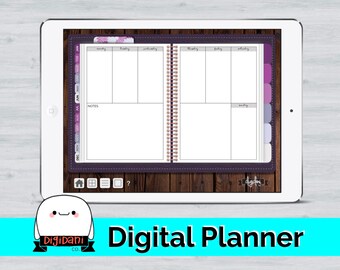 Undated Digital Planner with functioning tabs (vertical w. notes weekly spread) - COOL PURPLE