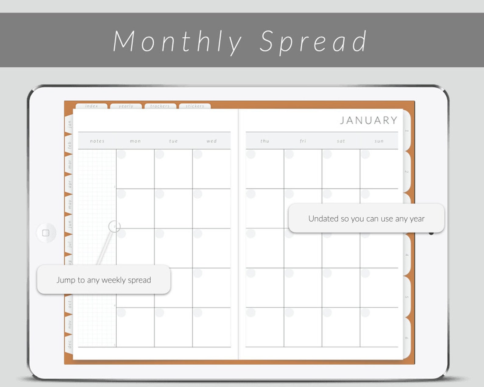 Ongedateerde digitale planner met werkende tabbladen Etsy Nederland