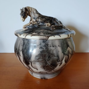 Custom Horse Urn for Human Ashes, 200 cubic inches. Handmade, porcelain