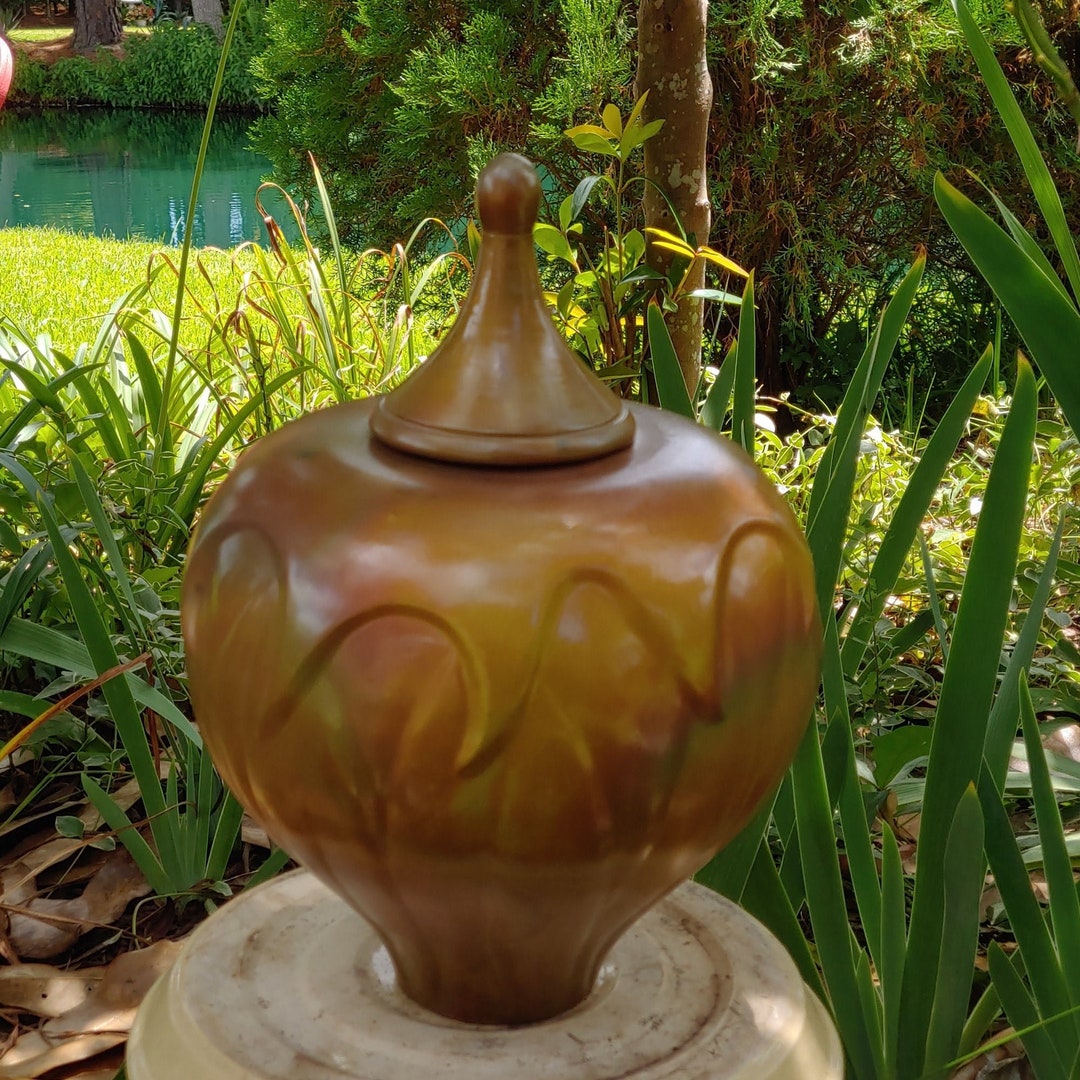 Raku Pottery Urns for Ashes, Unique One of a Kind Raku Urns, Gold