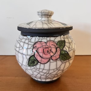 Rose Keepsake size Urn- Pink Flowers-Ceramic Handmade Memorials