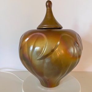 Gold Urn with Rainbow-Raku Urn-Heart Shaped-Ceramic for Ashes