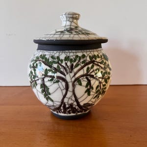 Tree of Life Keepsake Size Urn. Small size with handpainted tree-handmade-ceramic