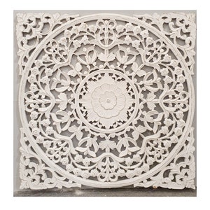 KASOLI Handcrafted Carved Wall Decor 3636 White