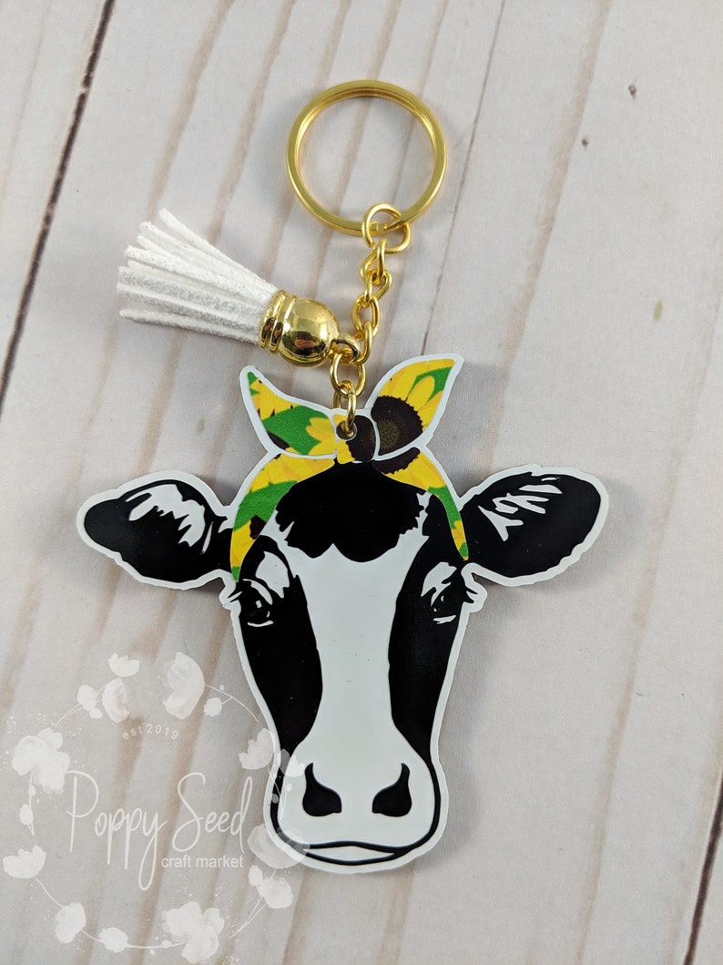 Custom keychain Personalized keychain Cow kechain Cow with Etsy