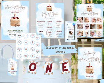 Jellycat 1st Birthday Party Bundle, Editable Invite (Digital Download)