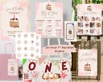 Jellycat 1st Birthday Party Bundle, Canva Template (Digital Download)