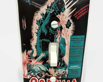 Godzilla French Movie Art Light Switchplate, Monster Movie Memorabilia, Light Switch Cover, 50s Movie, Housewarming Gift, Godzilla Fan