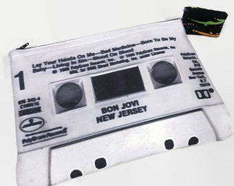 Bon Jovi New Jersey 80s Cassette Tape Clutch Retro 80s Music Clutch Purse Wallet Evening Bag 80s Hair Band 80s Rock Band